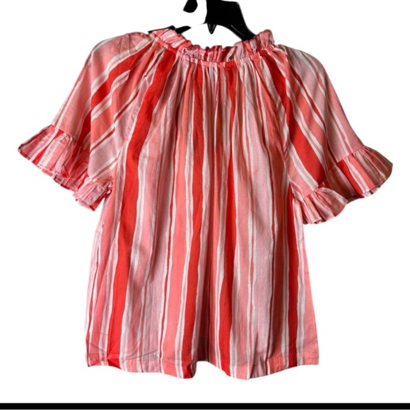 Tuckernuck Cassis Top XS NWT Sunrise Stripes Pink Cotton Ruffle Sleeve Boho - Picture 8 of 8